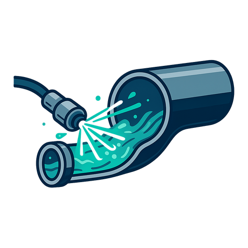 Illustration curage haute pression avec camion hydrocureur